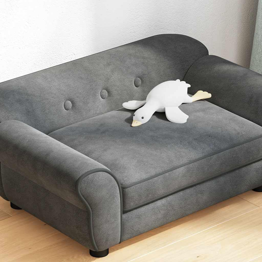 Dog Sofa Dark Grey 72X45X30 Cm Plush Pet Bed Comfortable Furniture for Dogs image number 3