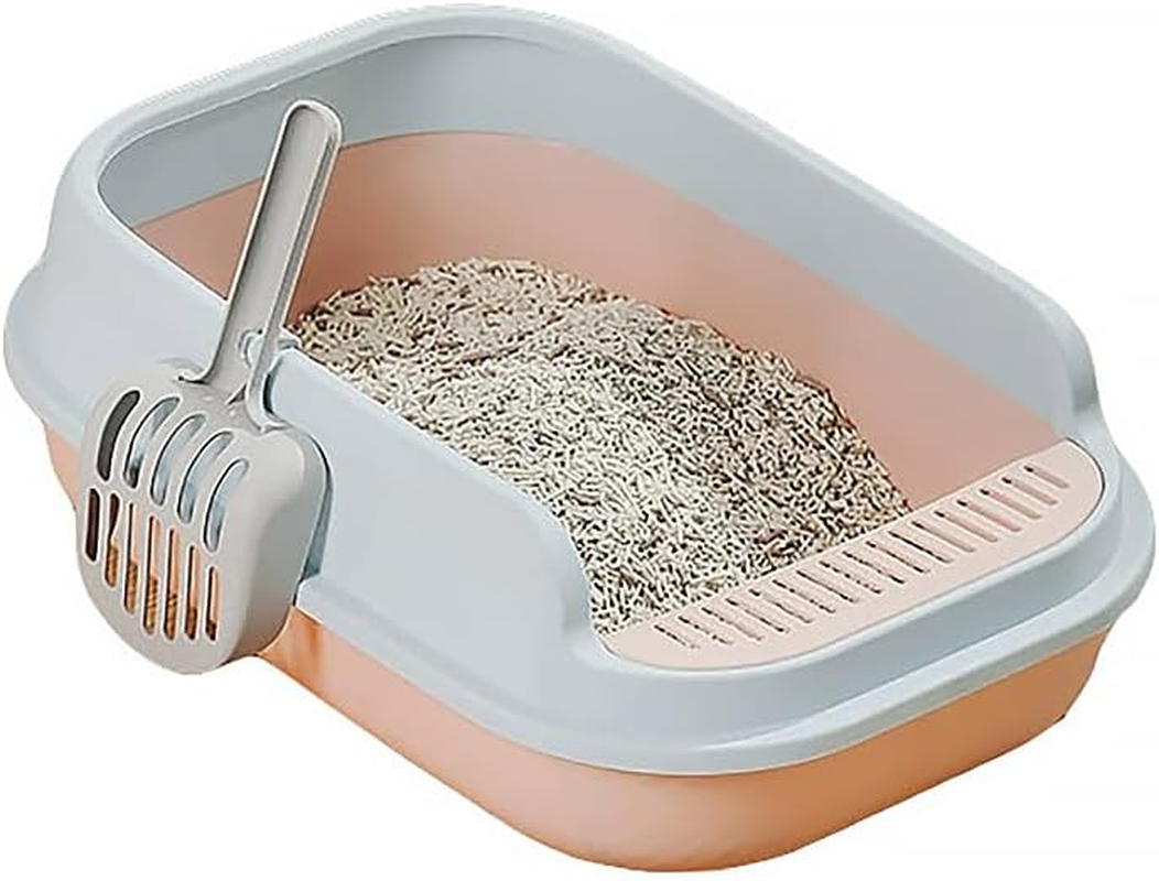 AIMALL Semi-Closed Large Cat Litter Box &ndash; High-Sided Anti-Splash Design, Thickened PP Material, 20.3In Spacious Pet Toilet with Detachable Rim, Includes Scoop