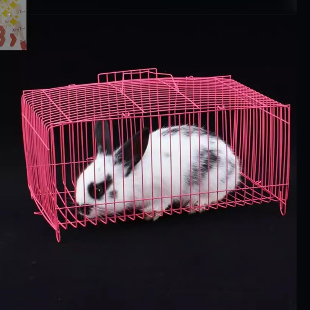 AIMALL 4-Piece Colourful Pet Transport Cage Set for Birds, Hamsters, and Rabbits, Durable Wire Design, 10.43 X 7 X 5.11 Inches, Blue and Pink image number 1