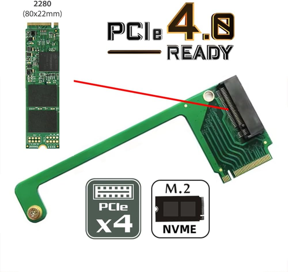 Cablecc M-Key 22X30Mm NVME to 22X80Mm Extension Angled SSD Upgrade Adapter Compatible with ROG Ally Gaming image number 6