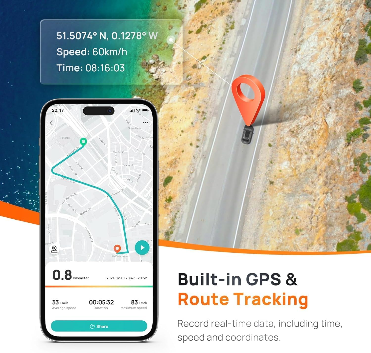 70Mai True 2.7K 1944P Ultra Full HD Dash Cam A500S, Front Camera, Built-In Wifi GPS Smart Dash Camera for Cars, ADAS, Sony IMX335, 2'' IPS LCD Screen, WDR, Night Vision image number 3