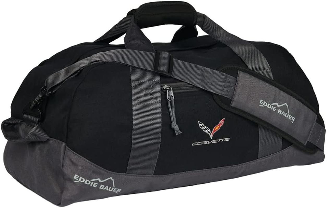 C7 Corvette Eddie Bauer Duffle Bag with Cross Flags Logo (Black)