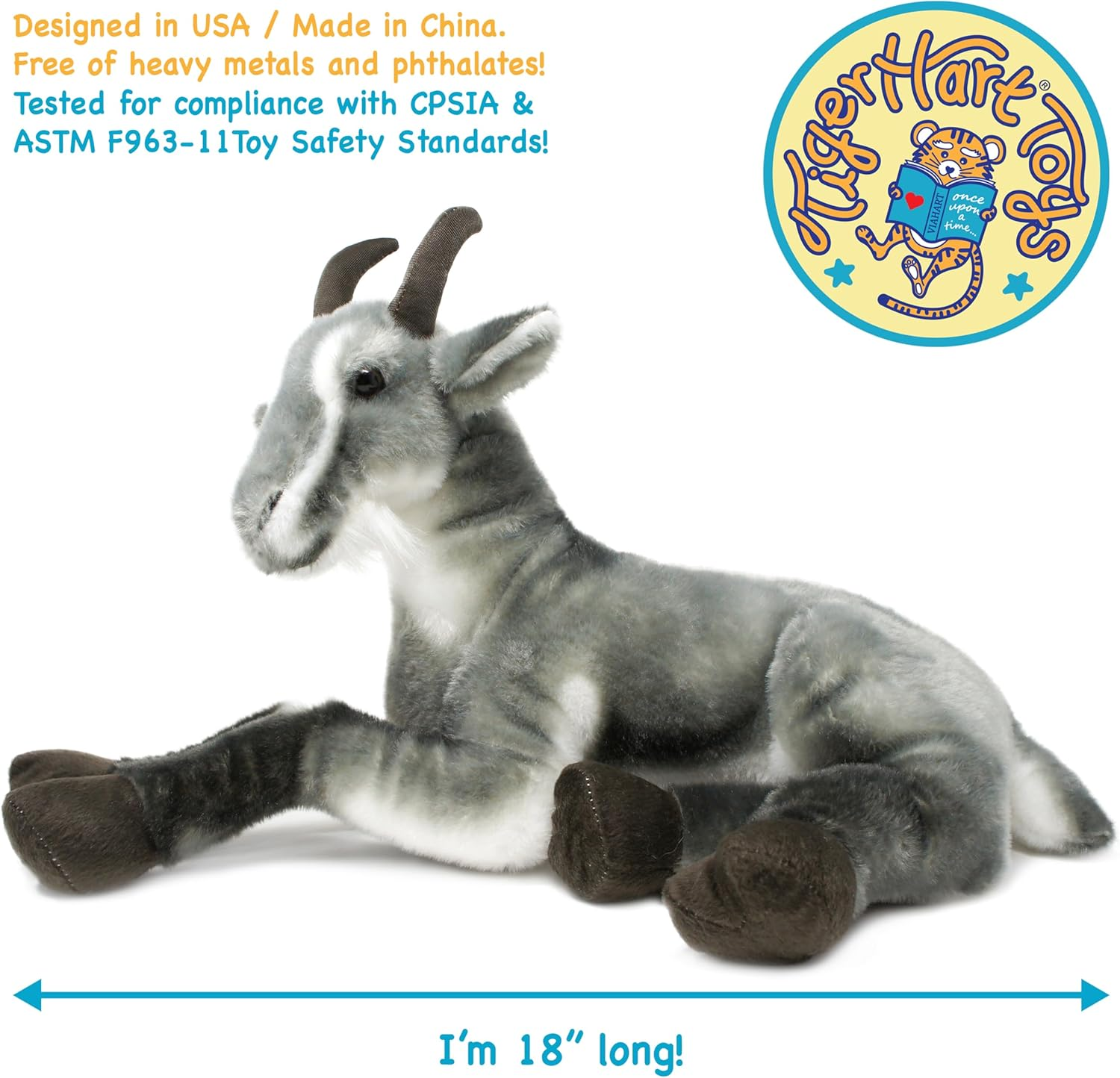 Patrick the Pygmy Goat - 18 Inch Large Stuffed Animal Plush image number 3