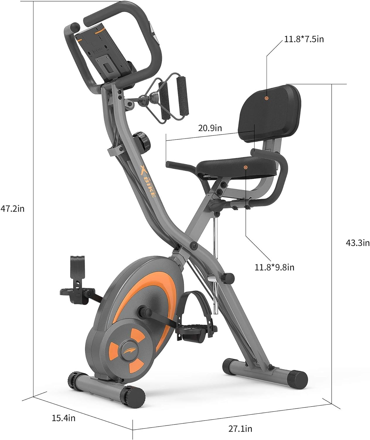 Leikefitness Folding Stationary Bike Recumbent Exercise Bike W/Arm Resistance Bands-Pulse Sensor-Lcd Monitor and Easy to Assemble Indoor Cycling Bike 2280 image number 4