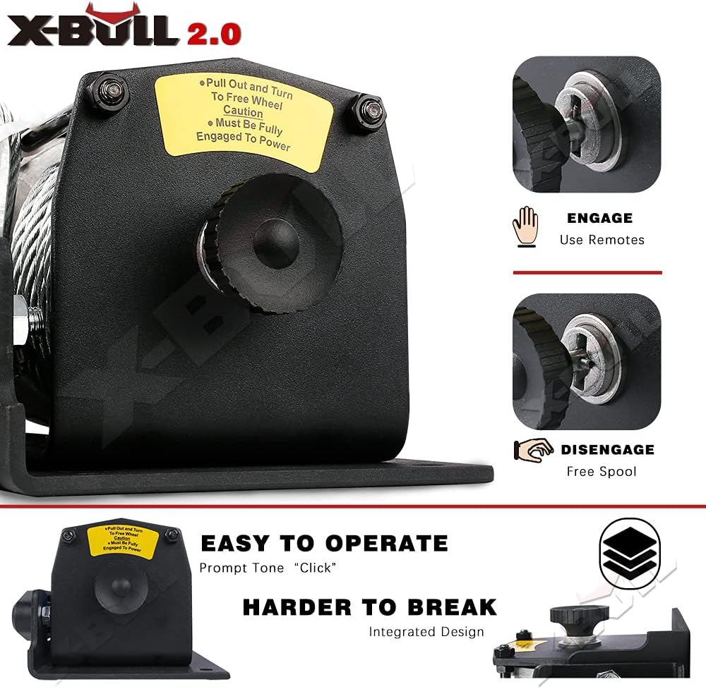 X-Bull 12V 3000Lbs/1360Kg Electric ATV Winch 2 Remote Wireles Control Steel Cable Boat ATV Kit&hellip; image number 2