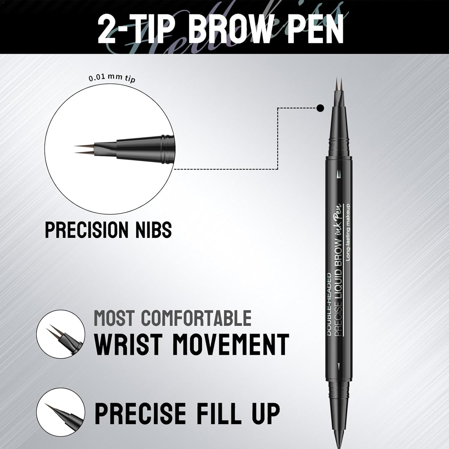 Microblading Eyebrow Pen, Double-Headed Eye Brow Pen with Brush, 2-Fork-Tip Curved Brow Pen Waterproof Eyebrow Tint Pen, Long Lasting Makeup - 01 Light Brown + Eyebrow Brush image number 7