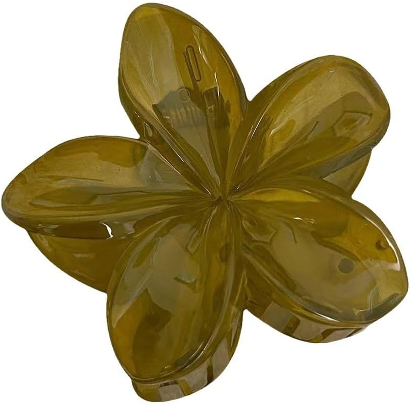 Rockreyoa Pack of 6 Hawaiian Plumeria Flower Hair Clips Leopard Hawaiian Plumeria Flower Claw Clips Flower Hair Accessories Strong Hold Hair Clips for Women image number 4