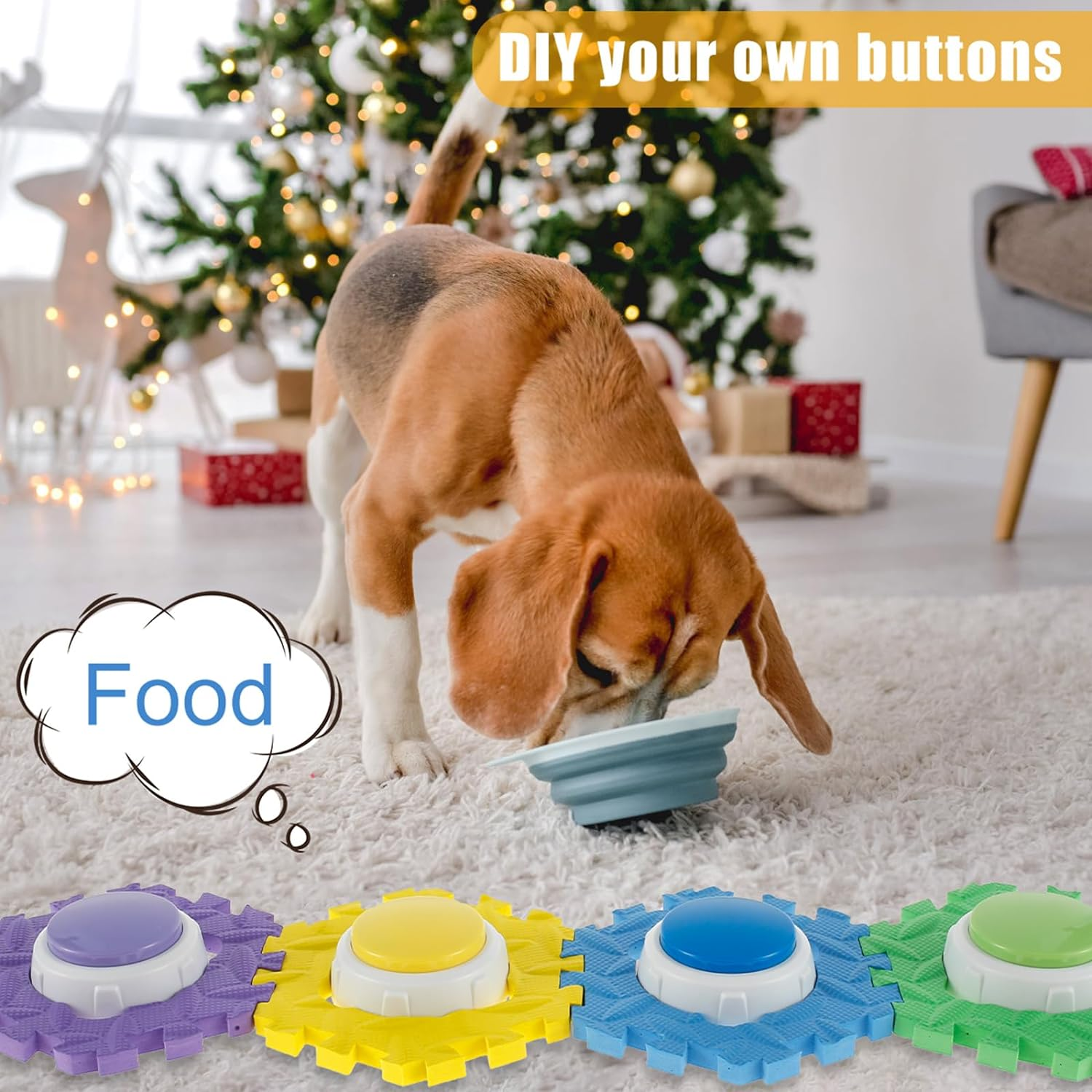 4Pcs Dog Talking Button and Non-Slip Mat, Pet Training Buzzer, Recordable Training Buttons for Dogs, 30Seconds Voice Recording, Portable Easy to Use for Communication Dogs Pet image number 6