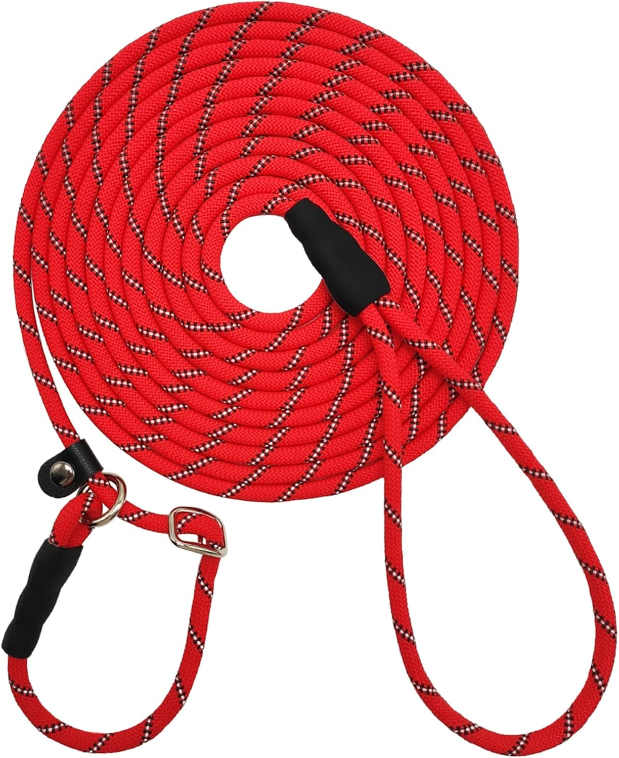 Anti-Choking Long Slip Lead Dog Leash 12FT/20FT/30FT/50FT, Reflective Nylon Rope Training Leash for Medium Small Dogs Outdoor Behavior Active Playing (30Ft, Blue)