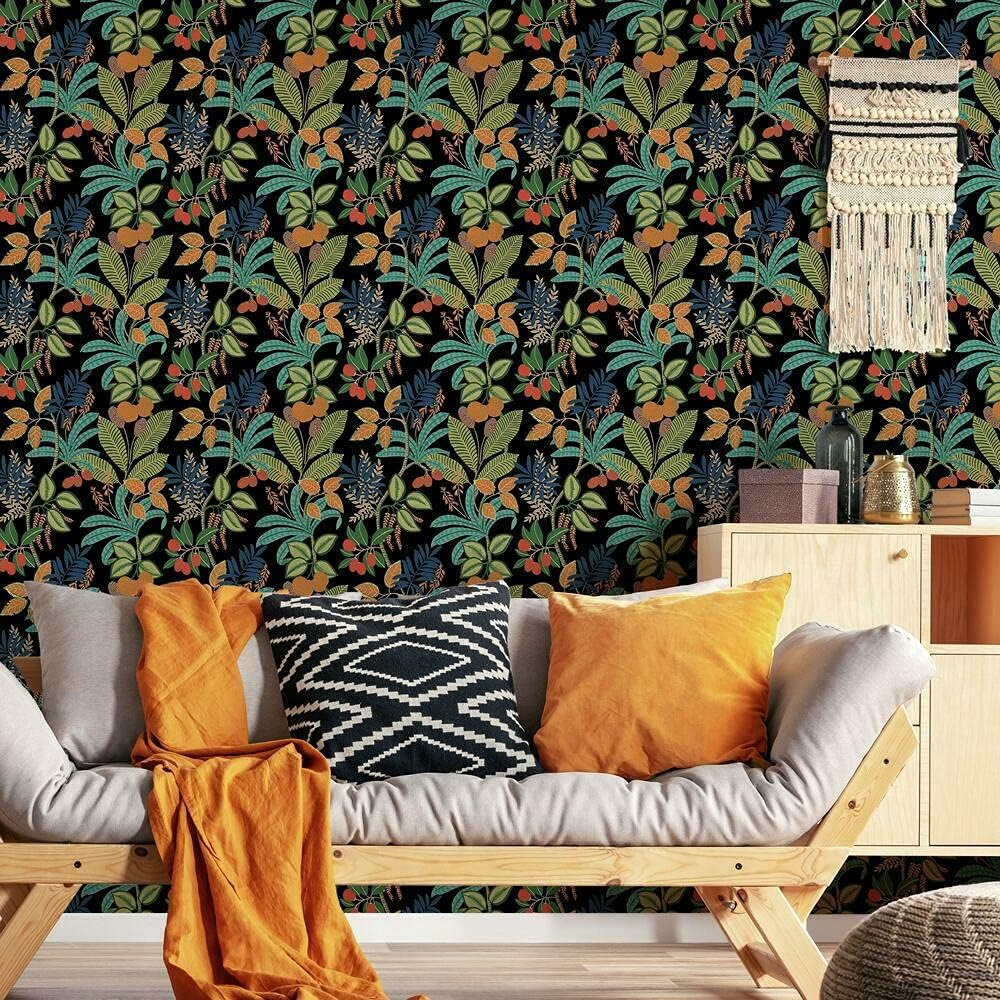 Roommates RMK11576RL Black and Green Funky Jungle Peel and Stick Wallpaper image number 4