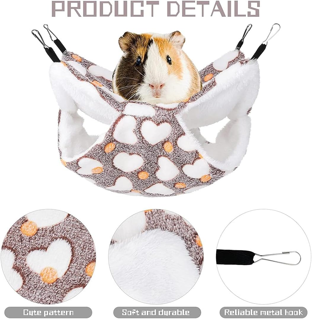 Weddhuis 1 Piece Guinea Pig Hammocks for Rats Ferrets Small Animal Soft Warm Fleece Pets Cage Accessories Hanging Small Animal Beds for Sleeping Hamsters (Star) image number 2