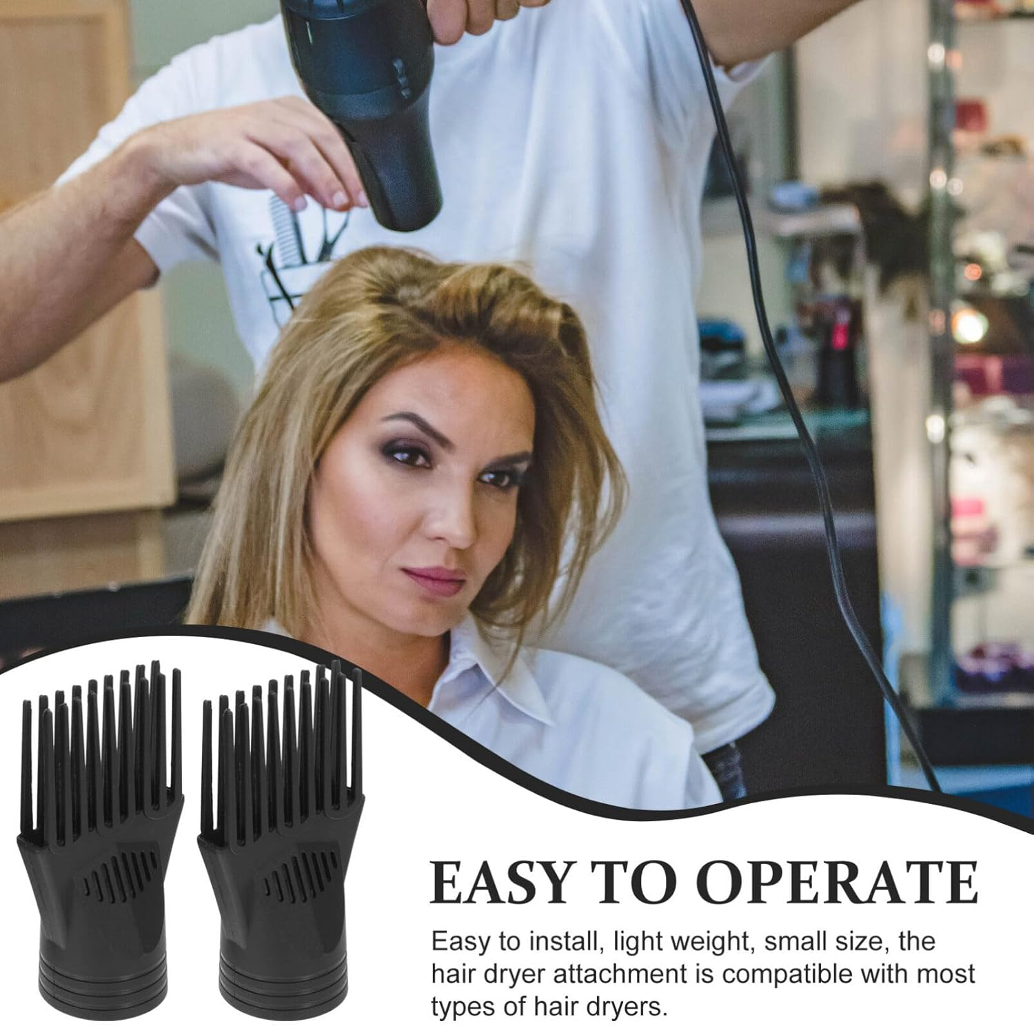 Healvian 2 Pcs Brush Attachments and Diffuser Universal Replacement for Hair Dryer Hairstyle Hair Dryer Concentrator Compatible With image number 1