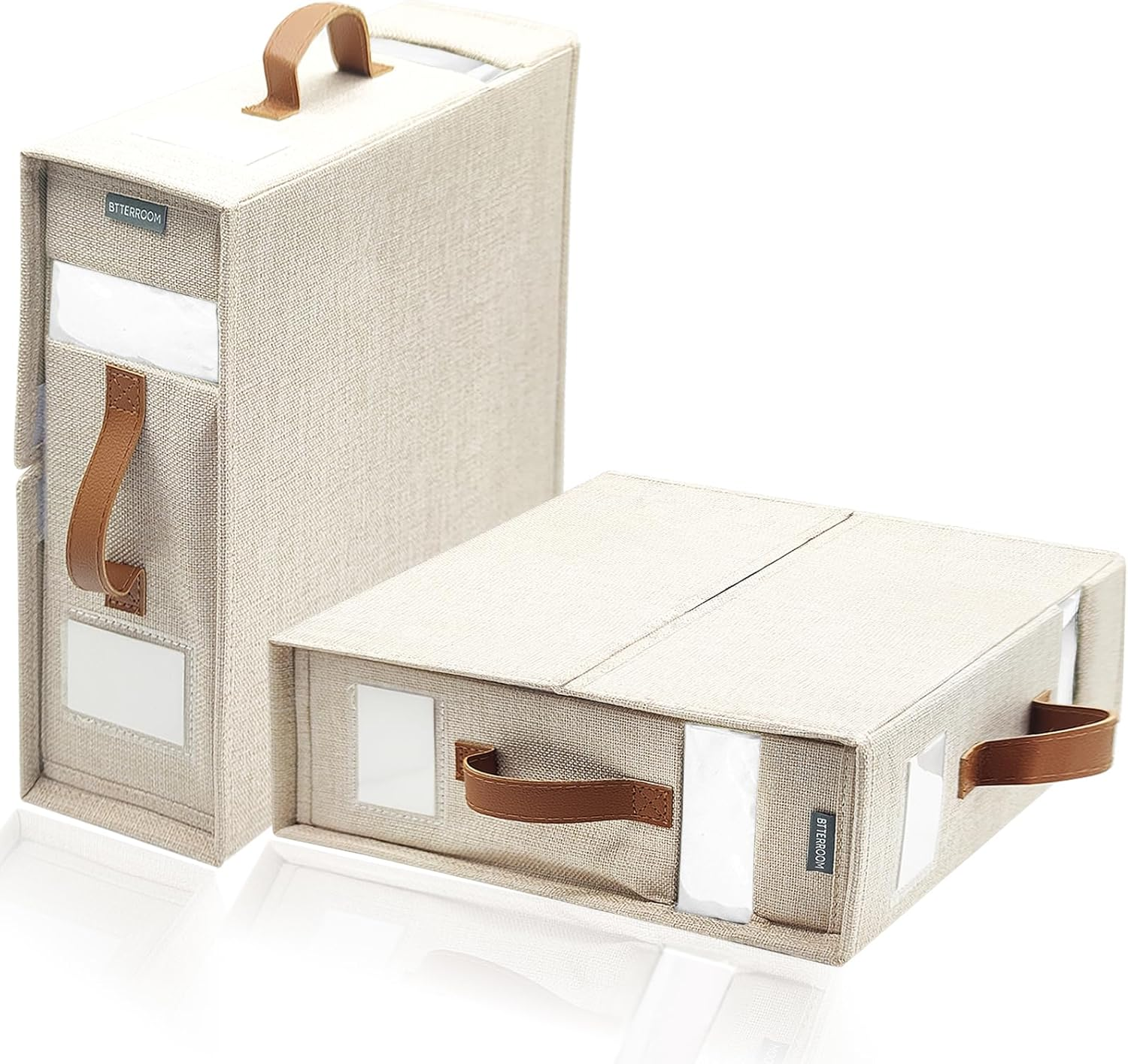 Bed Sheet Organisers and Storage, 2 Pack Sheet Organizer for Linen Closet, Foldable Bedding Sheets Set Organizer (Queen & King Size) with Window for Bedsheets,Duvet Covers and Pillow image number 4