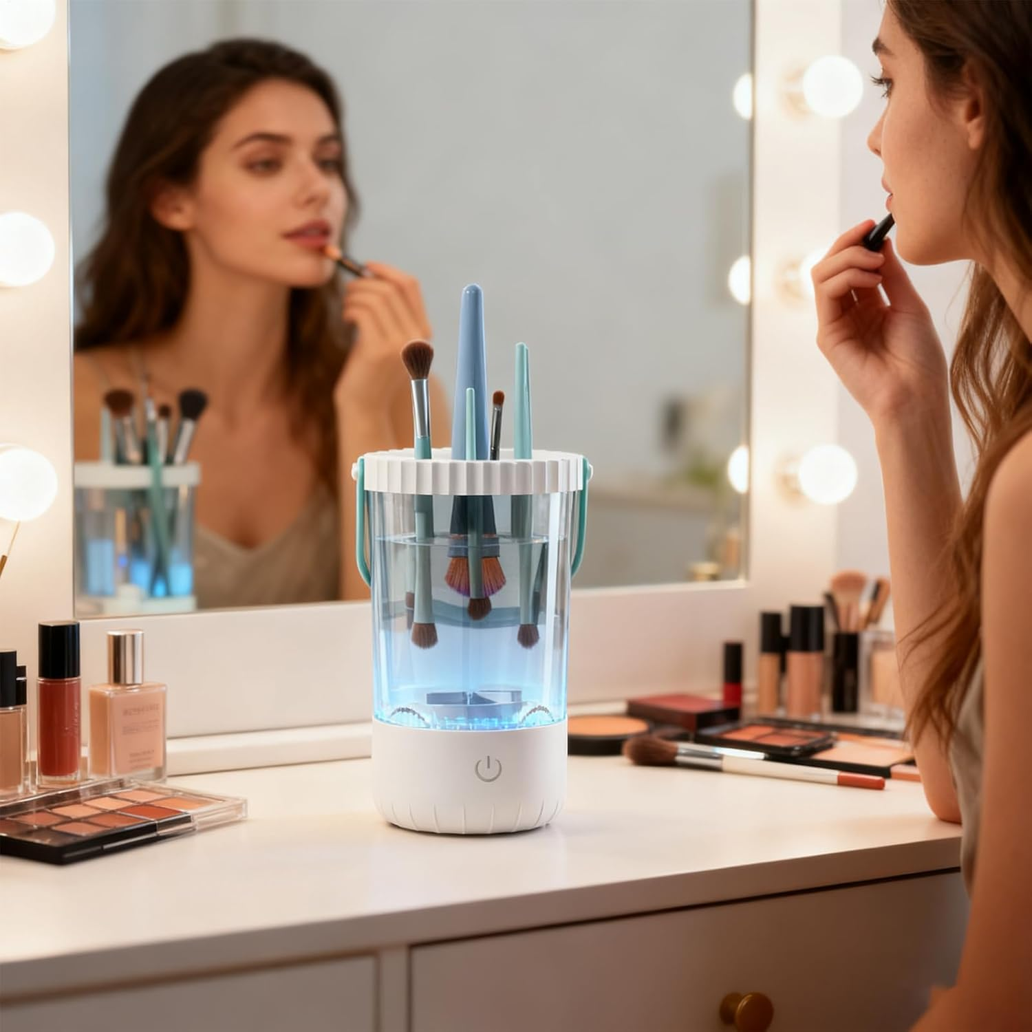 Electric Makeup Brush Cleaner Machine - Portable Make up Tool Cleaner Aid | USB Charging Cosmetic Cleaners Device, Automatic Makeup Brush Cleaning Tool for Girlfriend Wife Friend Daughter Family