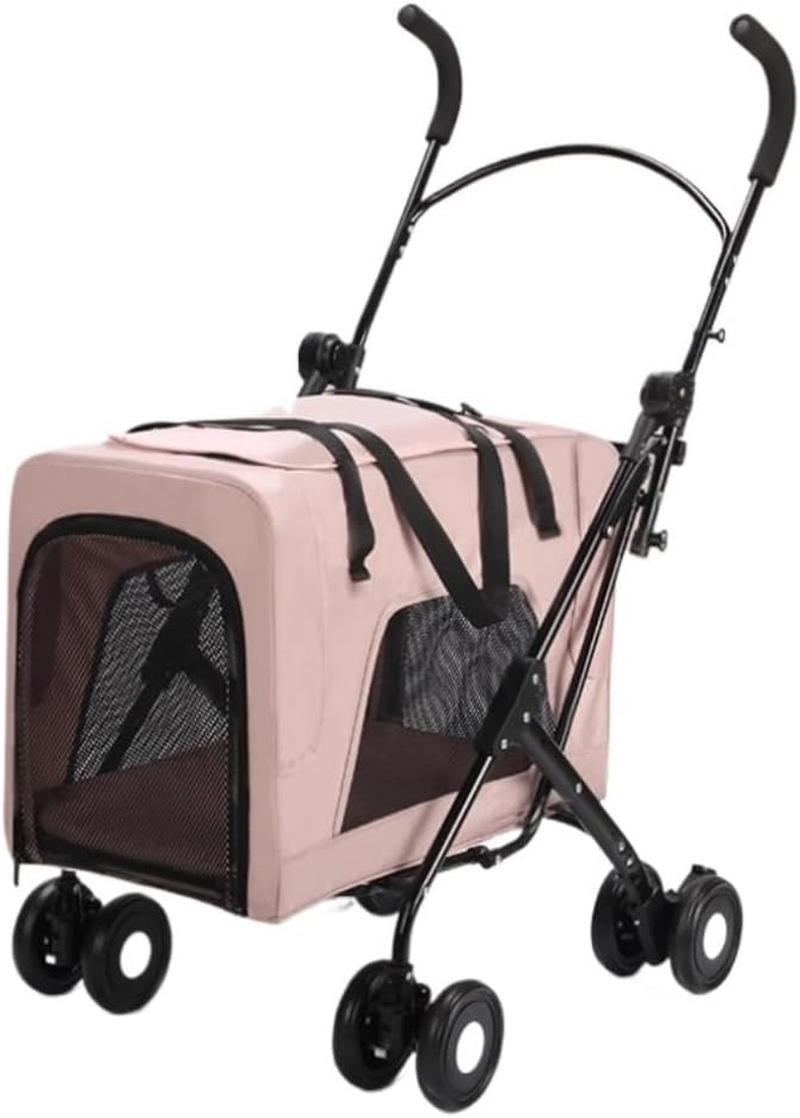 Pet Stroller Dog Stroller Cat Stroller Removable Pet Stroller with 4 Wheels Folding Dog Stroller Cat Stroller for Medium Small Dogs Dog Pram Dog Cat(Color:Pink)