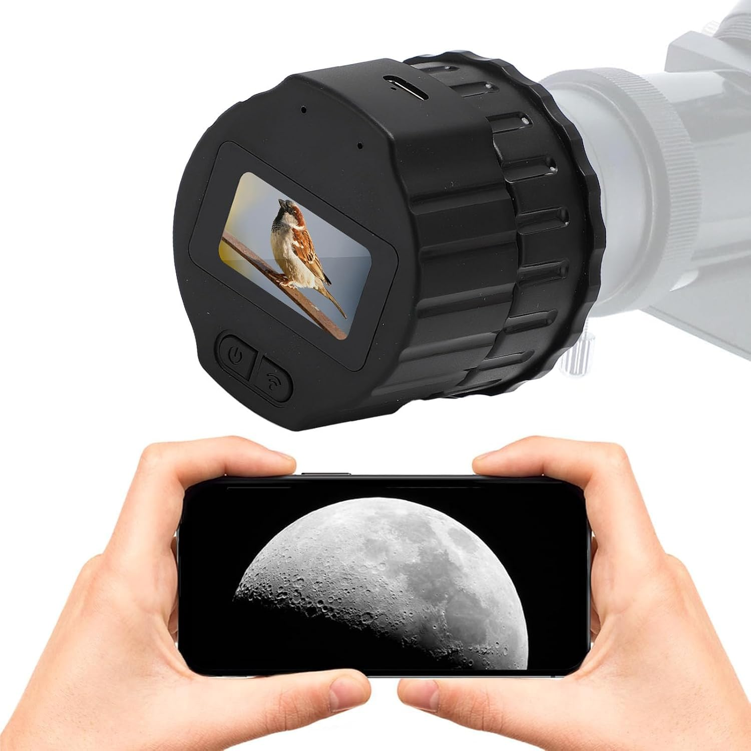 Wifi Electronic Eyepiece, Wifi Telescope Camera Eyepiece for 0.94 to 1.97 Inch 24 to 50Mm Microscopes Monocular Binoculars, HD 4MP Digital Eyepiece 1.5 Inch TFT Screen (No Memory) image number 1