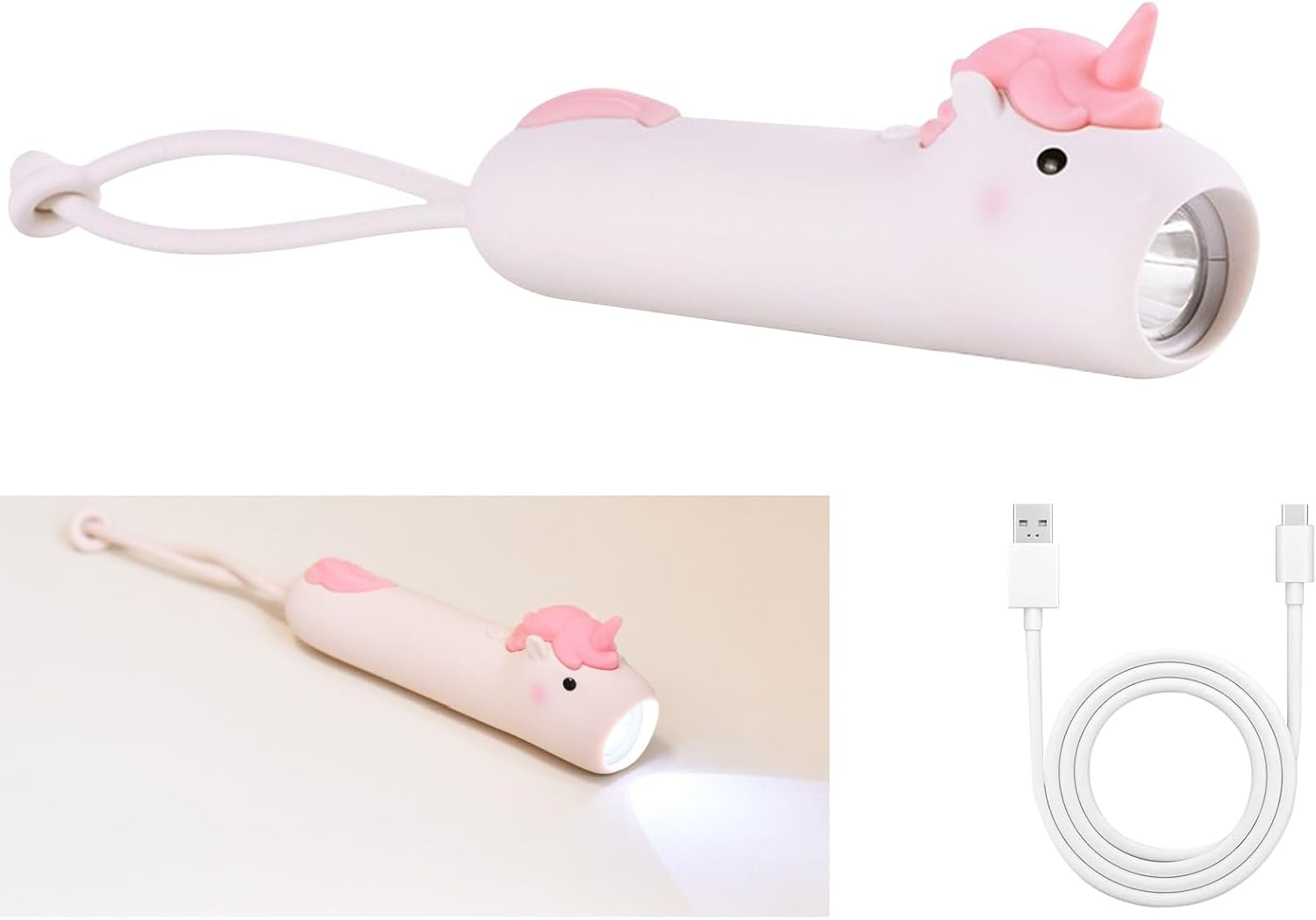 Yuragim Rechargeable Torch, Unicorn LED Children'S Torch, High Lumen & Dimmable & Strobe 3 Modes Torch Rechargeable Silicone Torch for Children Camping, Hiking, Emergencies, Outdoor image number 5