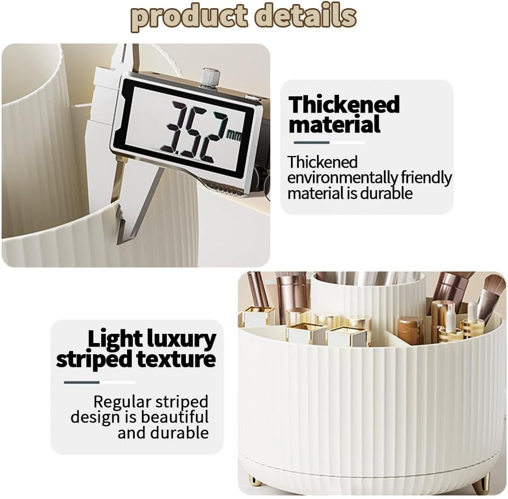 TOMVAES Large Capacity Makeup Brush Holder,360&deg; Rotating Makeup Organizer,5 Slot Makeup Brushes Cup,For Vanity Decor,Bathroom Countertops,Desk Storage Container,Cosmetic Display Cases image number 1