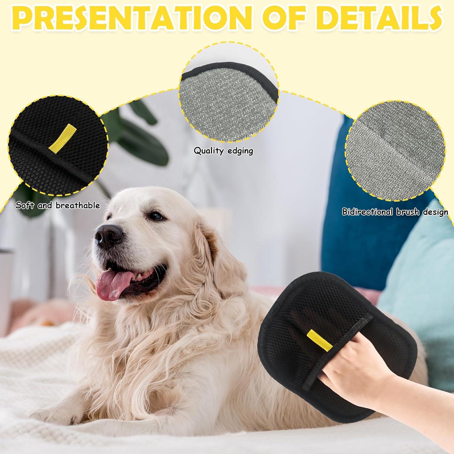 JWTRSVTY 2 X Pet Hair Remover Glove, Antistatic Hair Removal Gloves, Fur Magnet Cats Dogs, Reusable Pet Care Gloves, for Cleaning, Hair Removal and Beauty Purposes image number 3