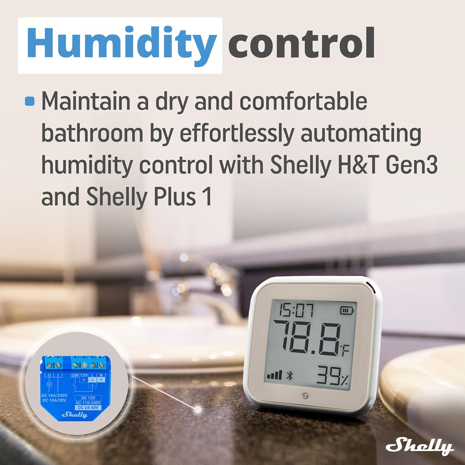 Shelly H&T Gen 3 Ivory Wi-Fi and Bluetooth Temperature and Humidity Sensor Home Automation No Hub Required Long Battery Life Wall Mounting Possible image number 4