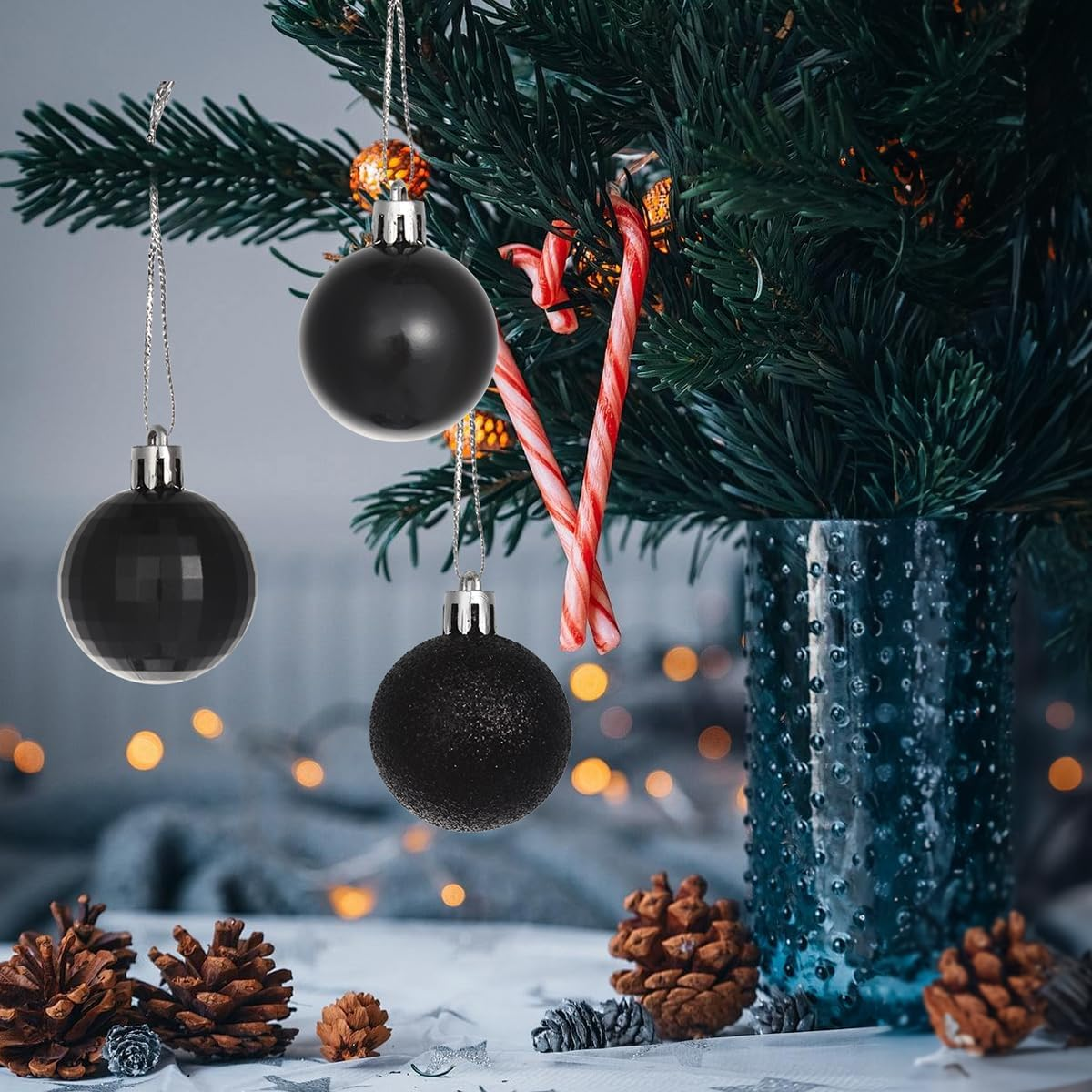 Christmas Baubles, H HOME-MART 36Pcs 4CM/1.57IN Small Xmas Tree Christmas Decorations, Shatterproof Christmas Balls Ornaments, Christmas Tree Decorations Ornaments - Champagne Gold image number 3