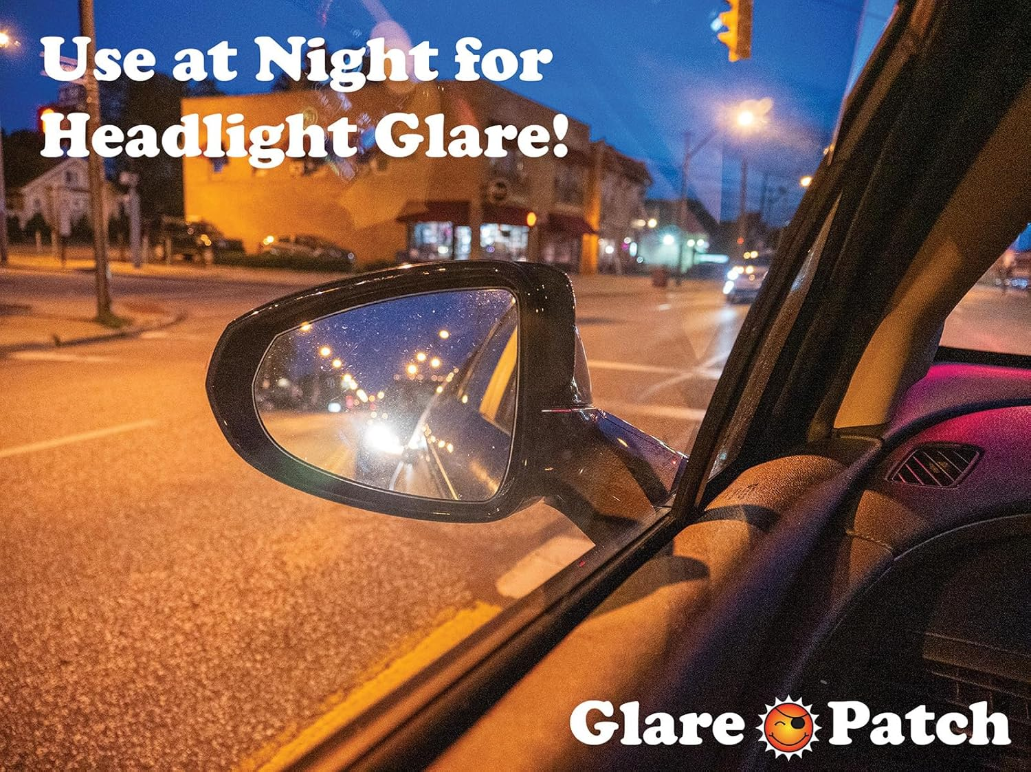 Glare Patch - a Miniature Sunshade! Use to Block Sun and Light Glare While Driving in Your Car. Pack of 2 with Included Case image number 1