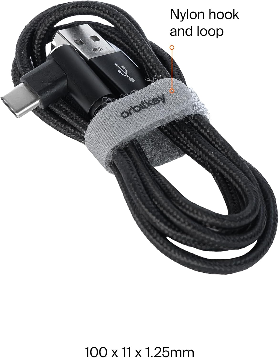 Orbitkey Reusable Cable Ties &ndash; Durable Nylon Hook-And-Loop Cord Organizers for Cable Management, Tangle-Free Storage, and Travel Organization - Pack of 6 - Ash