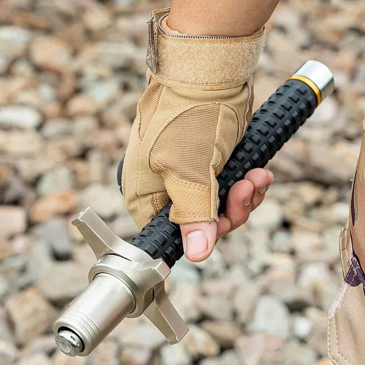 2Ft Hand-Held Collapsible Stick (Silver) image number 3