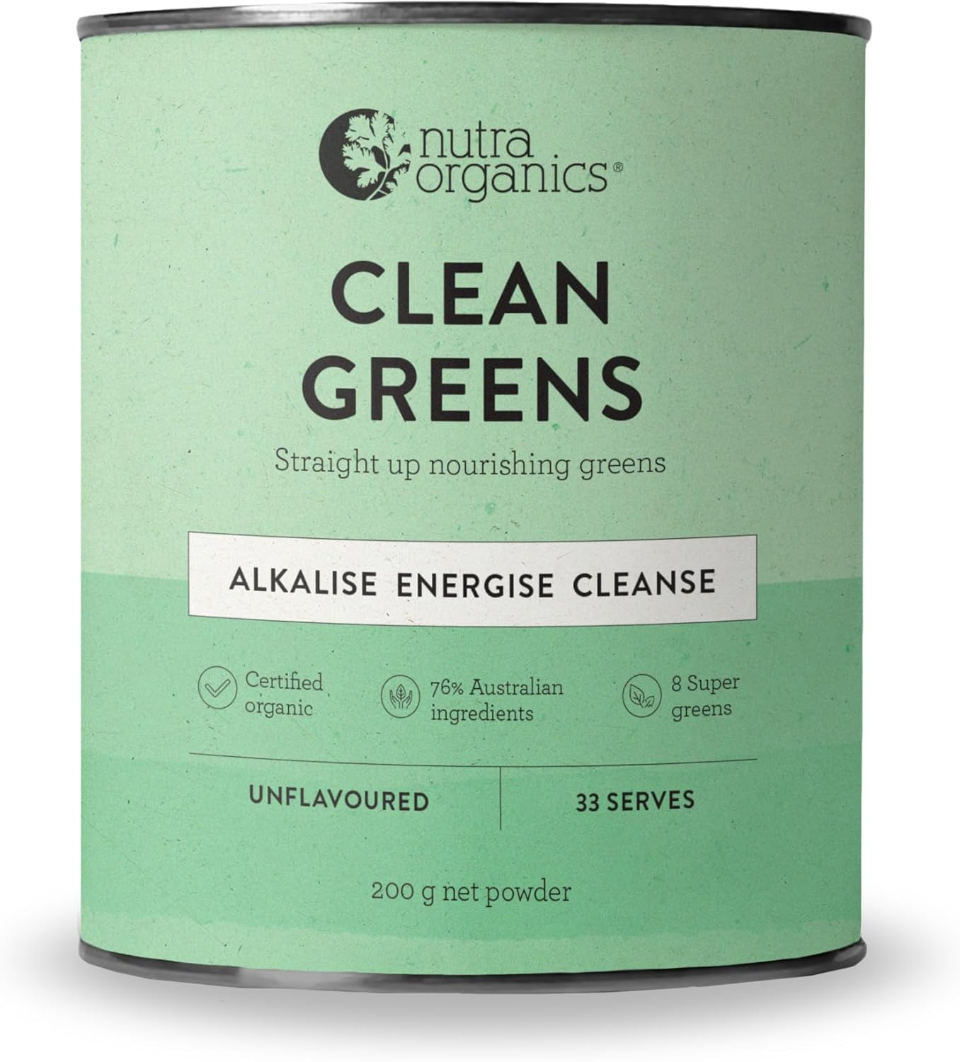 Nutra Organics Clean Greens Straight up Greens 200G | Superfood Blend Marine Minerals | Alkaline Balance Immune Support (33 Serves) image number 4