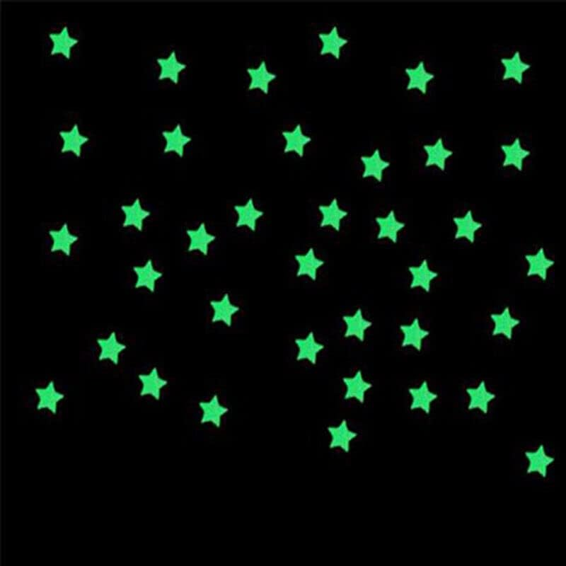 100 Pieces Glow in the Dark Stars Wall Stickers Luminous Stars Decal Kids Room - Ideal for Ceiling & Wall Decor in Multiple Colors - Green image number 3