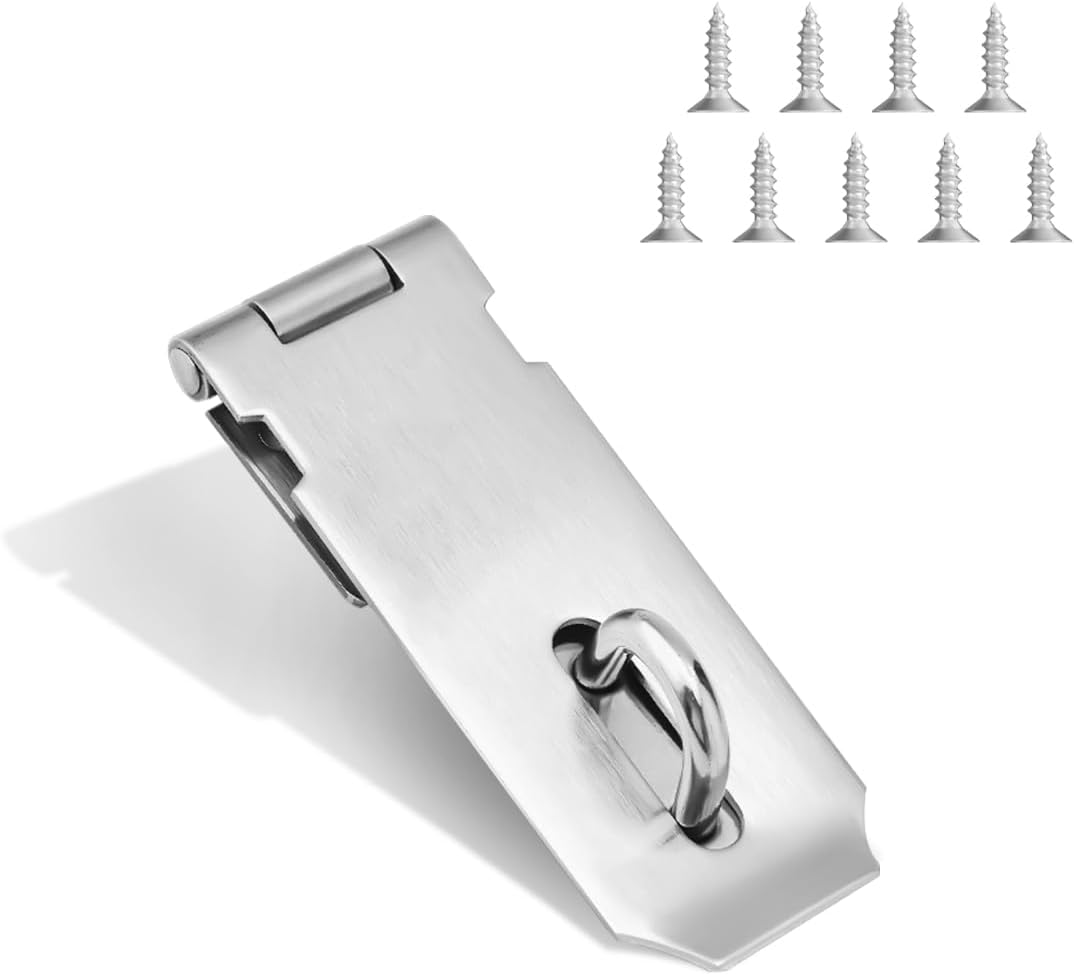 WELANE Door Locks Hasp Latch, Stainless Steel Gate Lock Hasp with Screws for Doors, Cabinets, Pet Cage (10 X 3.9Cm) image number 2