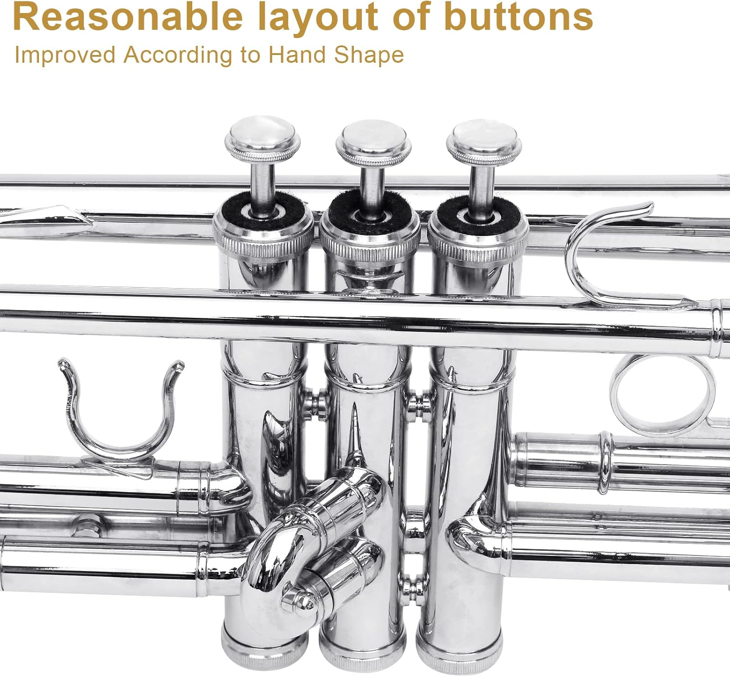 Ktaxon Bb Standard Trumpet for Beginners,Trumpet for Student with Hard Case,7C Mouthpiece,Cleaning Cloth,Gloves,Brass Instruments for Kids and Adults(Silver) image number 3