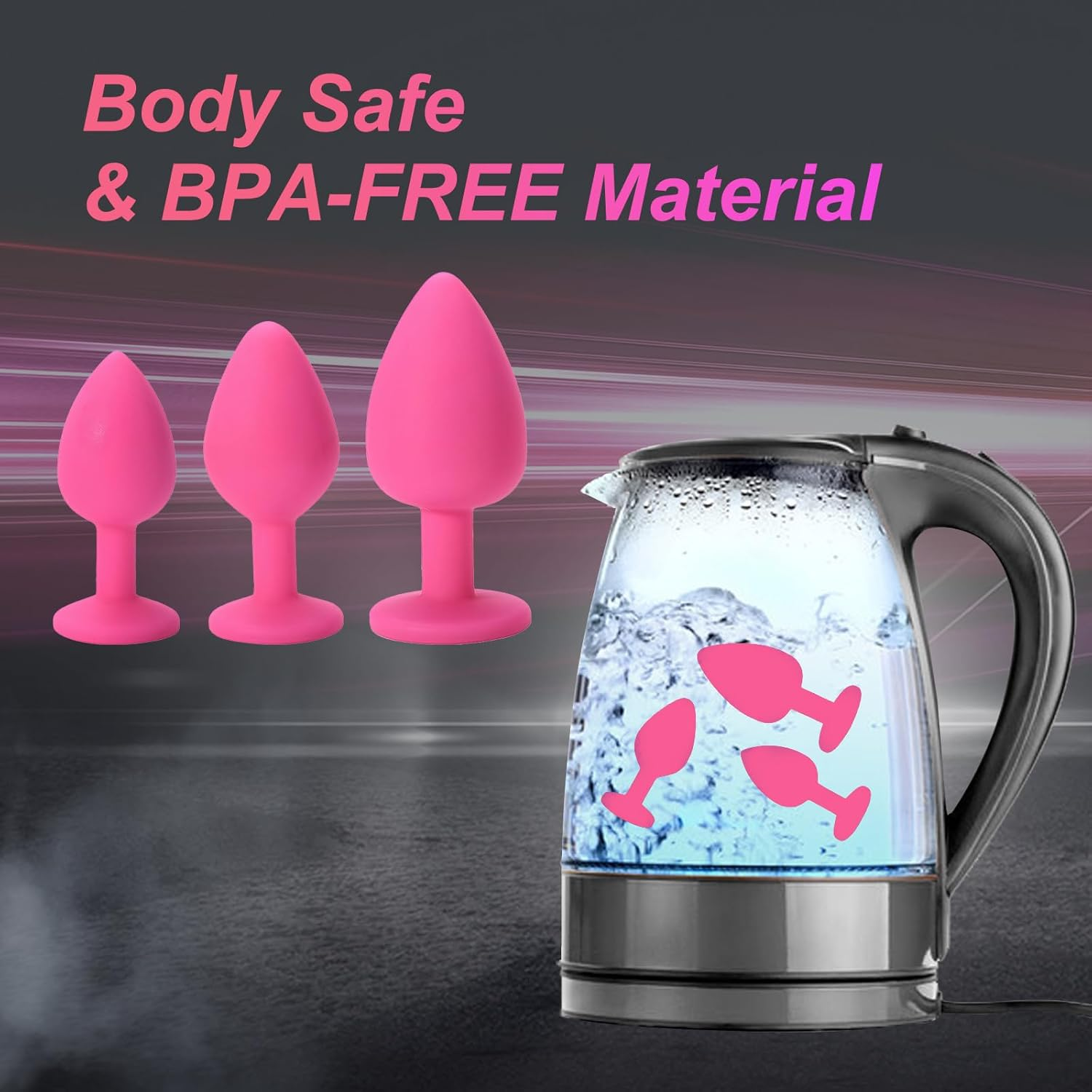 Riotor Vibrating Silicone Anal Plug Set, Anal Toys for Men Woman Couples from Beginner to Advanced Set,3 Sizes Manual & 1 Automatic Toys (Pink) image number 6