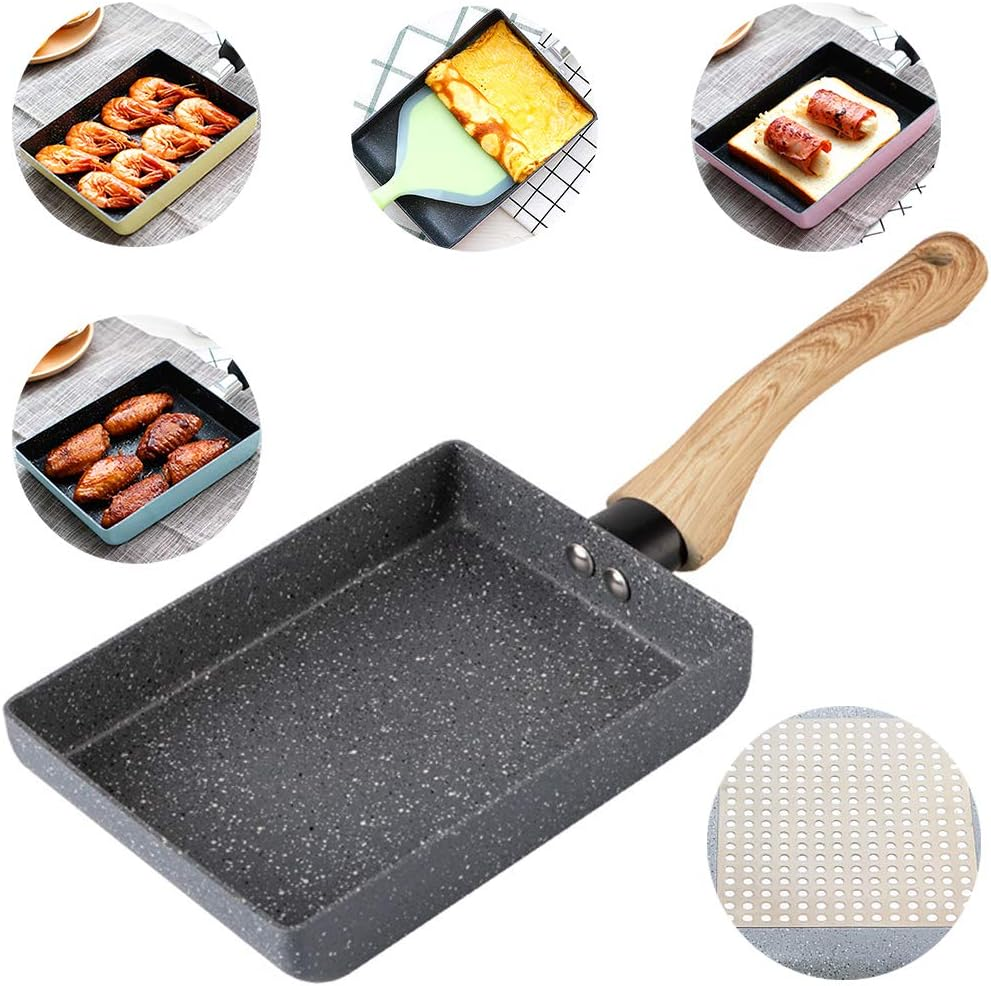 Tamagoyaki Japanese Omelette Pan/Egg Pan - Non-Stick Coating - Rectangle Frying Pan Mini Frying Pan ? Grey image number 1
