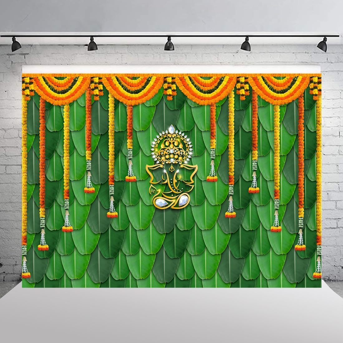 Diwali Backdrop 7 X 5 Ft (2.1 M X 1.5 M) Pooja Backdrop Decoration Indian Traditional Annaprasana Decoration Background for Festival Wedding Party Photo Booth &ndash; Damaill image number 4