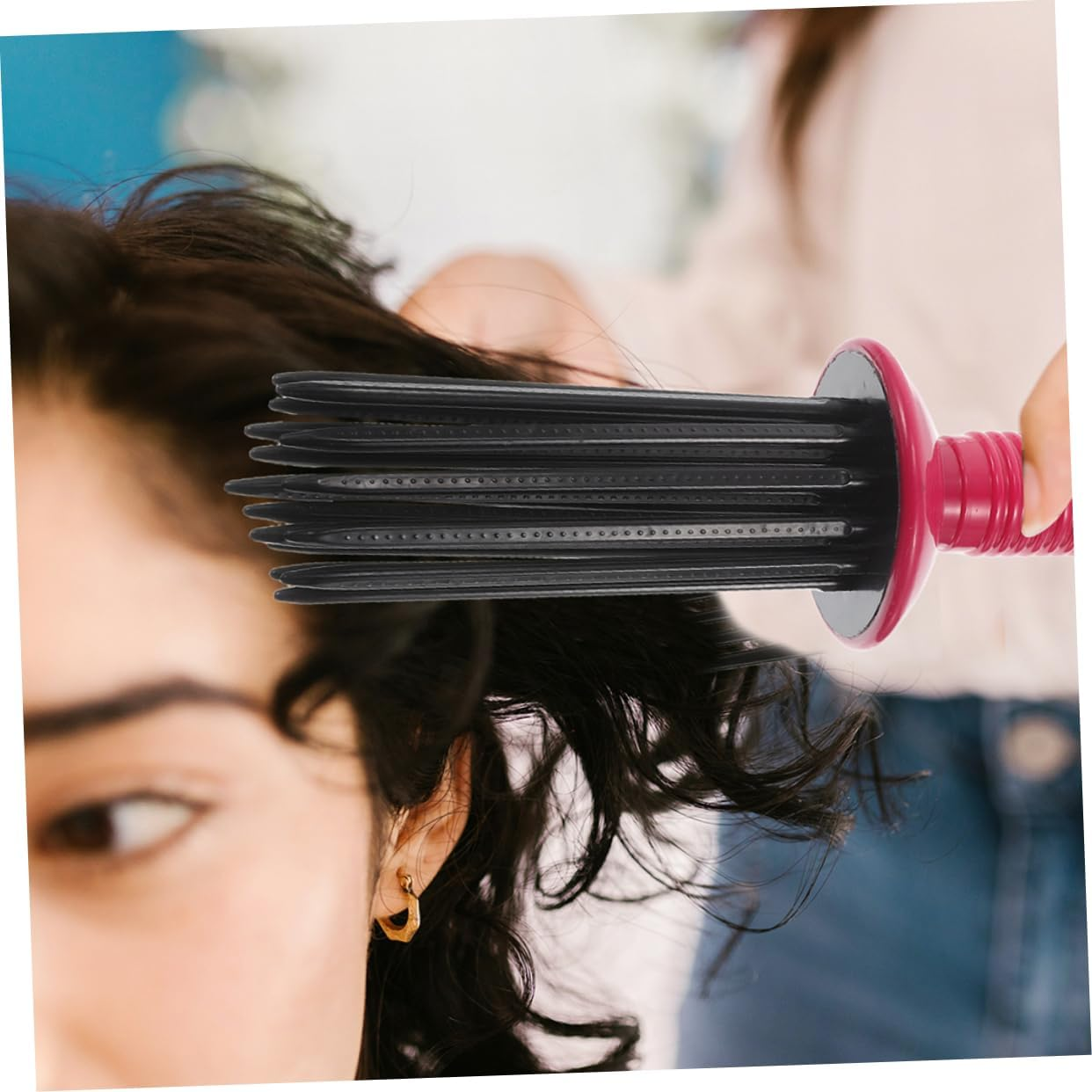 FOYTOKI Fluffy Curling Brush Styling Comb for Curly Hair Slip round Comb Essential Oil image number 5