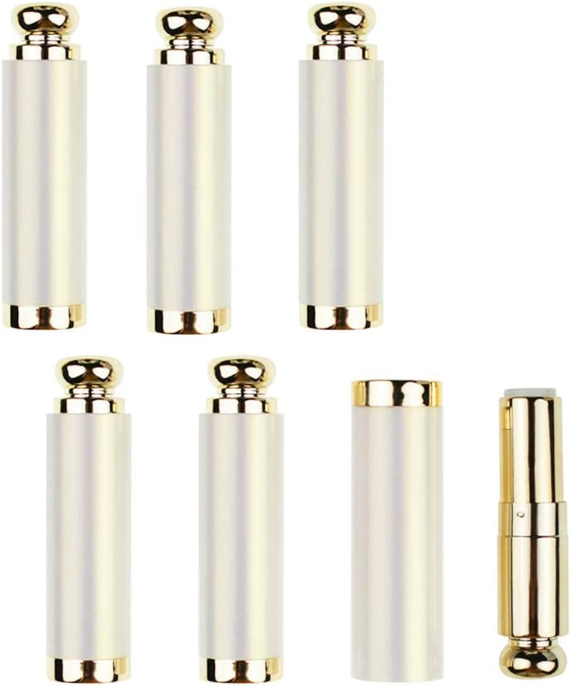 MIYKA 6 Pcs Lipstick Tubes Pearl White Color Lip Balm Containers for Makeup Artwork DIY Cosmetic Daily Life, round Shape (3.5 G) image number 1