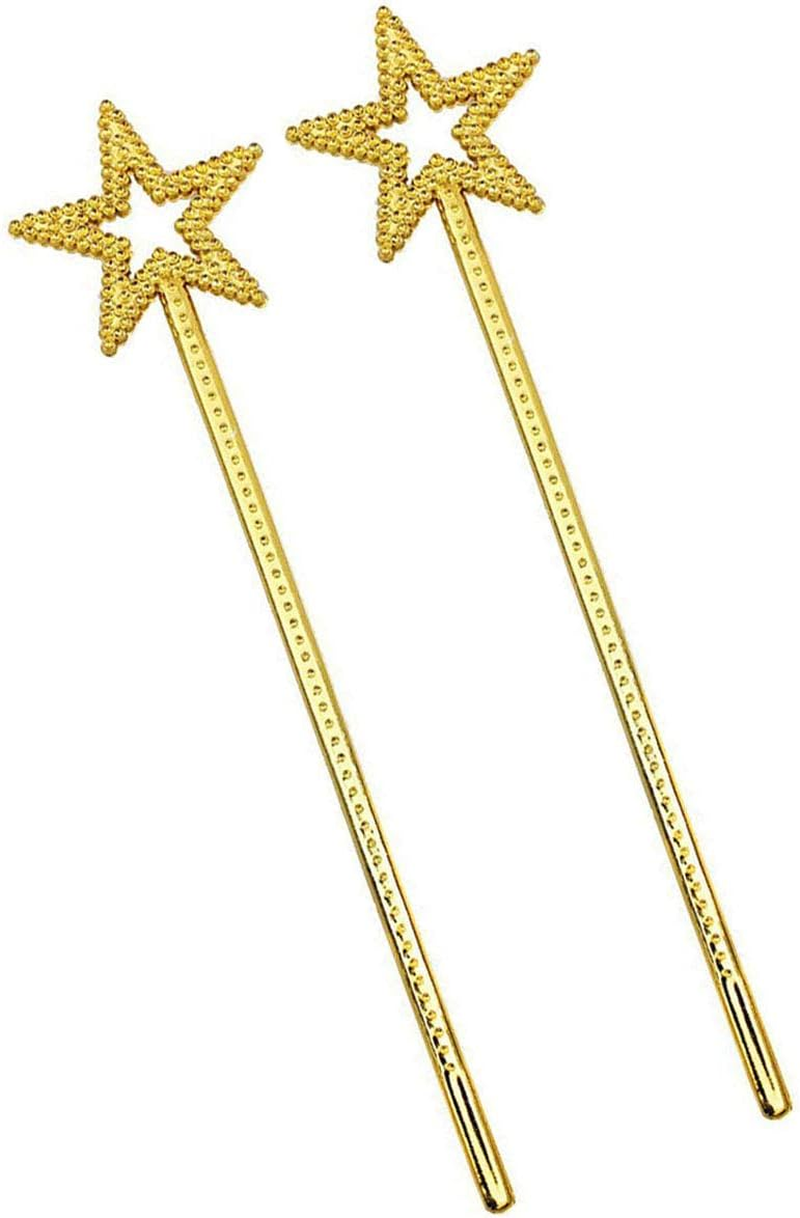 2Pcs 13 Inches Star Wand Costume Props Star Magic Wand Angel Fairy Wands Sticks for Birthday Party Halloween Cosplay Christmas Princess Role Play, Gold image number 1