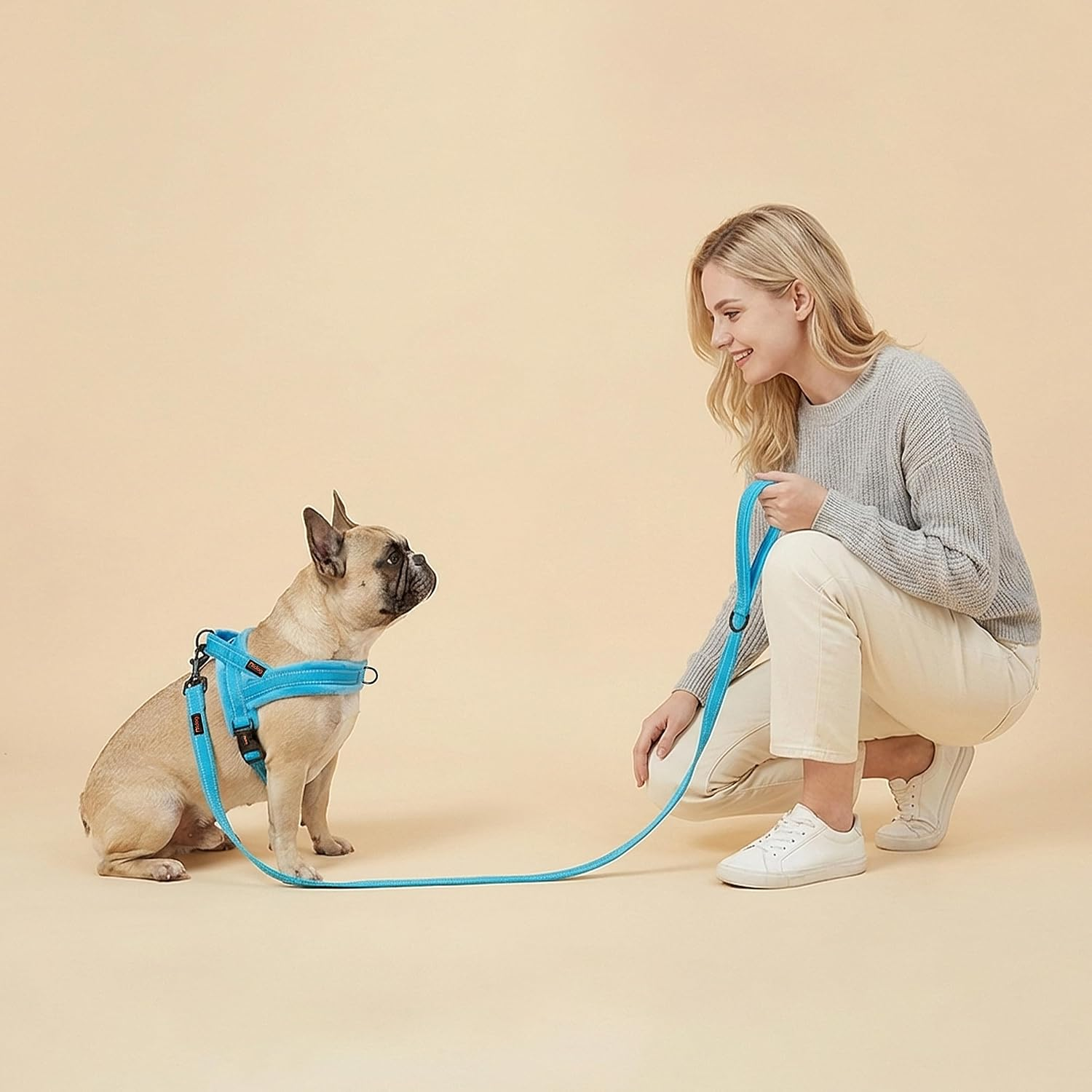 Didog Soft Flannel Padded Dog Vest Harness, Escape Proof/Quick Fit Reflective Dog Strap Harness,Easy for Training Walking,Blue S Size image number 4