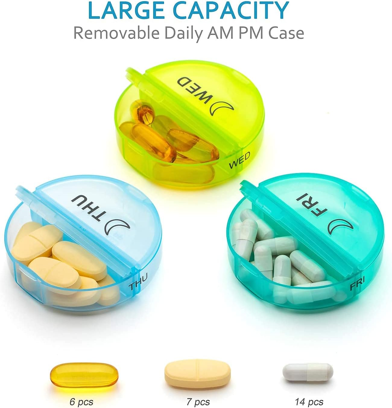［Upgrade］ Monthly Pill Organizer 2 Times a Day,One Month Pill Box AM Pm,Daily Pill Cases Large 4 Week,Medication Organizer 28 Days Dispenser for Pills,Fish Oils, Vitamin,Supplement(Rainbow)&hellip; image number 3