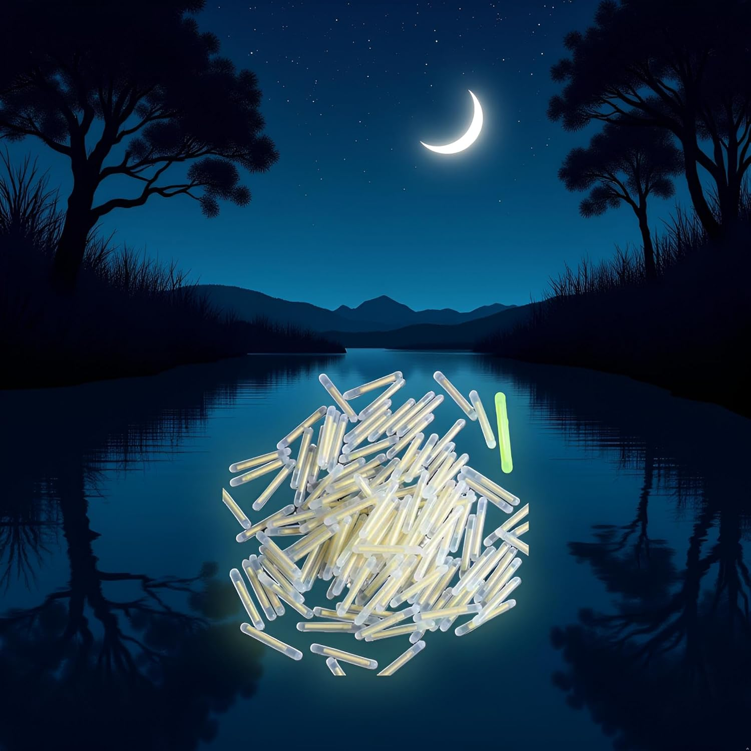 Puryupearl 100Pcs Yellow Fishing Float Light Stick Fluorescent Lightstick LED Fluorescent Dark Glow Sticks Fishing Float Accessories 3Mm Corks, Floats and Bobbers Terminal Tackle and Accessories image number 1