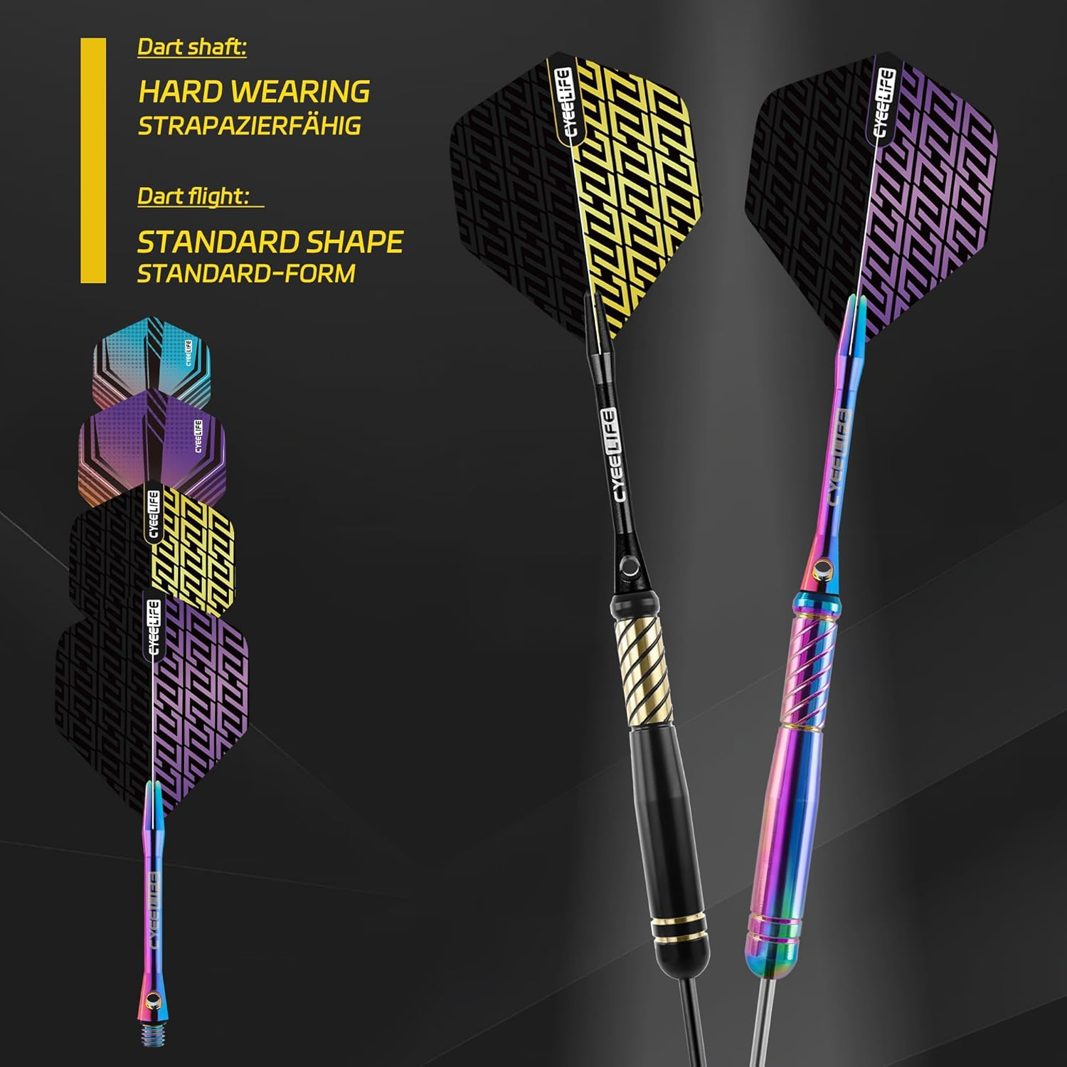 Cyeelife Pro Steel Tip Darts Set &ndash; 20G Brass Darts Gift Set with Dart Case | Includes 6 Aluminum Shafts, 12 Flights, 20 O-Rings, 2 Protectors, Sharpener & Tools for Beginners or Professionals image number 1