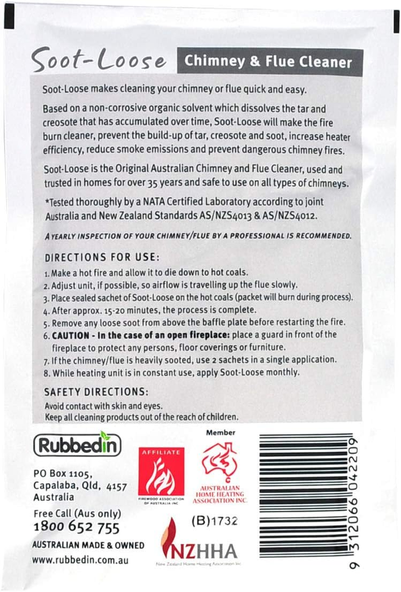 Soot-Loose Chimney and Flue Cleaner, 2 in 1, Dissolves Tar & Creosote That Has Built up over Time, Increases Heater Efficiency & Reduces Smoke Emissions and Is Safe for the Environment - 3 Boxes (9 Sachets)