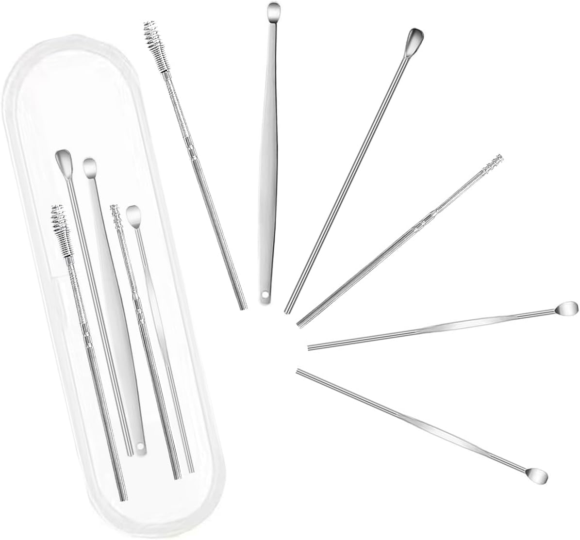 EKIND Earwax Removal Tool Kit 6 in 1 Stainless Steel Ear Cleanesing Set for Adults Kids,With Small Storage Box