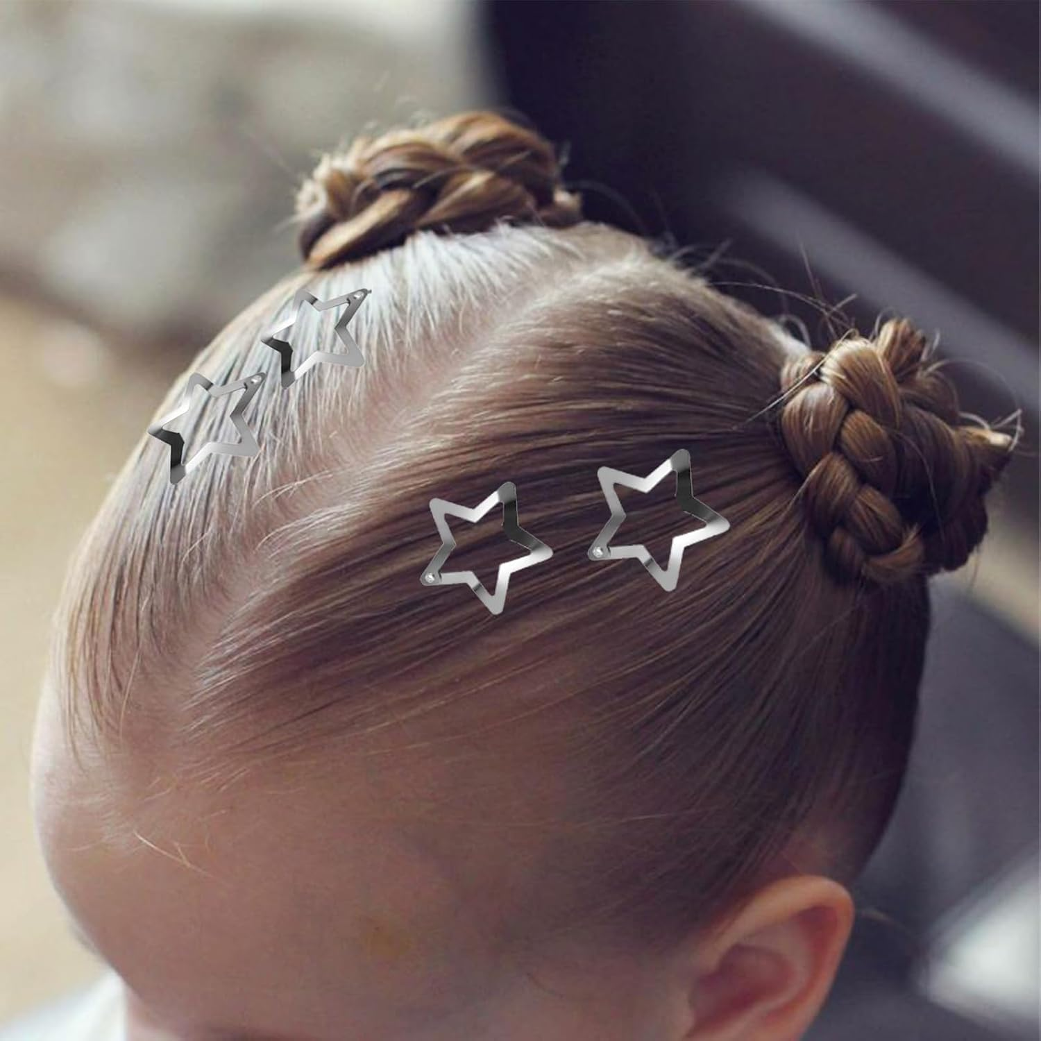 Pack of 20 Star Hair Clips, Mini Hair Clip, Silver and Gold, Star Hair Clip, Hair Accessories, Pentagram, Metal Snap Headpiece, for Children, Girls and Madame Hair Accessories image number 2