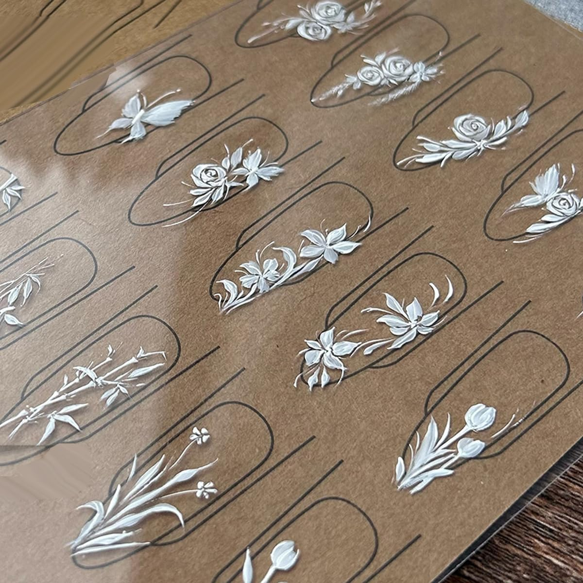 6 Sheets Nail Art Practice Paper Cardboard Set Nail Art Painting Training Nail Cardboard Nail Art Manicure Cardboard Nail Drawing Board with 3 Sheets Clear PVC Board for Beginners Nail Tech Supplies image number 3