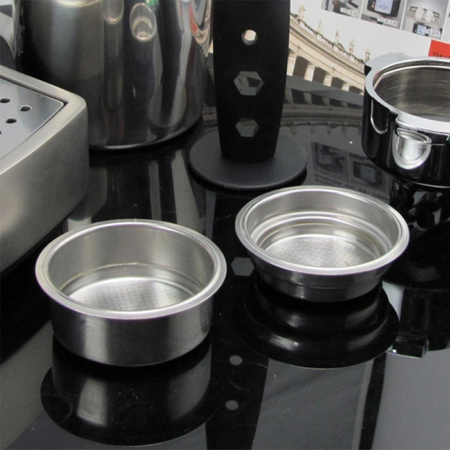 52Mm Coffee Filter Basket Silver Stainless Steel Strainer, 2 Cups Pressurized Filter Basket Espresso Filter Basket for Portafilter Coffee Machine for Breville Gustino Electrolux 1PCS image number 5