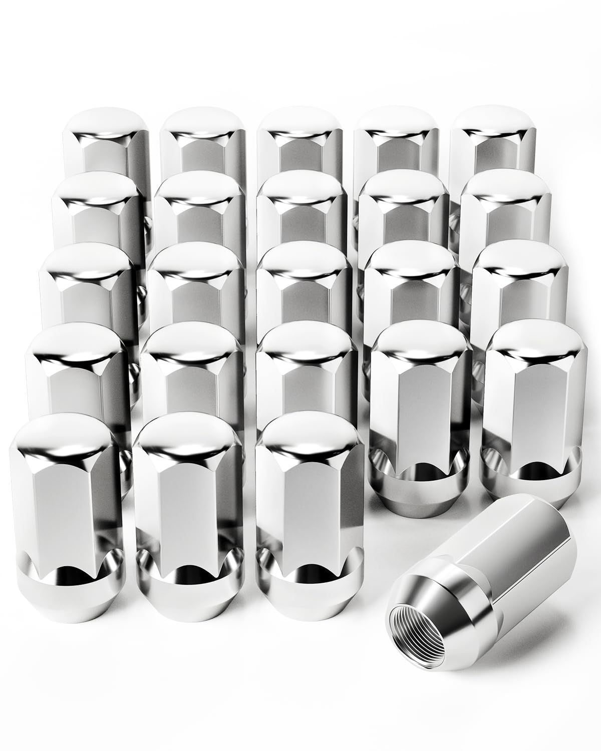 Orion Motor Tech M14X1.5 Lug Nuts, Cone Seat Lug Nut Set with 7/8" Hex, 14X1.5Mm Wheel Lug Nuts Compatible with Buick Dodge Cadillac Chrysler Chevy Silverado, GM 9596070 611-236, Set of 24, Chrome image number 2