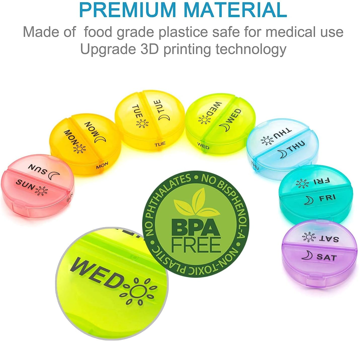 ［Upgrade］ Monthly Pill Organizer 2 Times a Day,One Month Pill Box AM Pm,Daily Pill Cases Large 4 Week,Medication Organizer 28 Days Dispenser for Pills,Fish Oils, Vitamin,Supplement(Rainbow)&hellip; image number 2