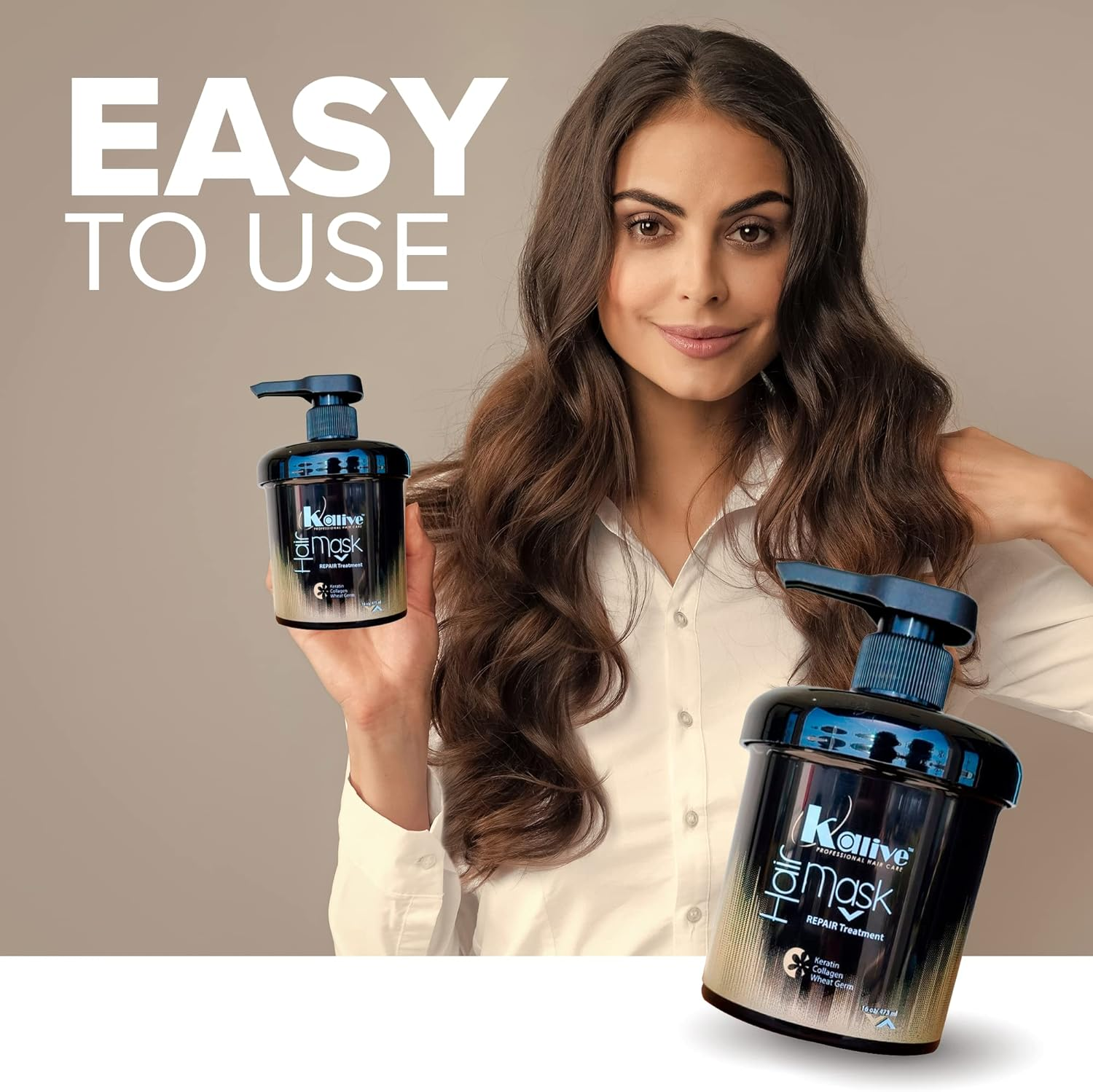 Kalive 2Style Hair Mask 8 Oz Repair & Hydrate, Deep Moisturizer, Made with Keratin, Collagen, and Wheat Germ image number 3